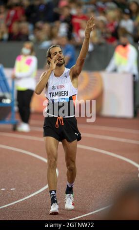 ZURICH - SUISSE 8 septembre 21 : Gianmarco Tamberi participant au saut en hauteur à la finale de la Ligue des diamants de Wanda au stade Letzigrund, Zurich, sur le Banque D'Images