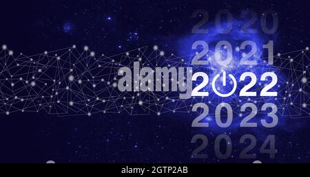 Chargement des années 2021 à 2022. Démarrer le concept. Année de bienvenue 2022. Concept de carte Business New Year. Concept de la nouvelle année réussie.gestion d'entreprise,inspiration Banque D'Images