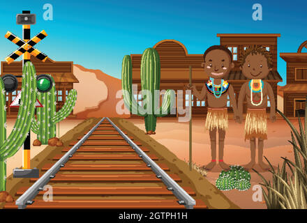 Ethnie des tribus africaines dans le fond ouest Illustration de Vecteur