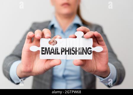 Inspiration montrant l'enseigne E-mail phishing. E-mails de concept Internet pouvant être liés à des sites Web qui distribuent des programmes malveillants Businesswoman Find Strategy for Banque D'Images