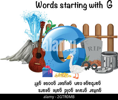 Mots commençant par la lettre G. Illustration de Vecteur
