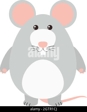 Souris grise sur fond blanc Illustration de Vecteur