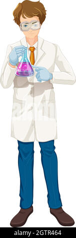 Un scitiste tenant un bécher Illustration de Vecteur