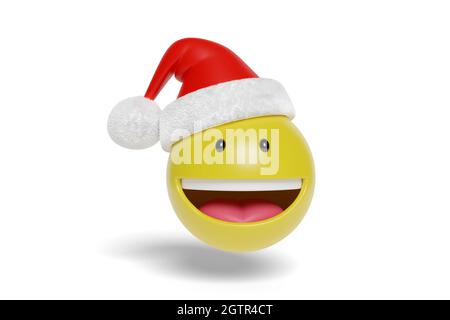 Emoji du Père Noël isolé sur fond blanc. illustration 3d. Banque D'Images