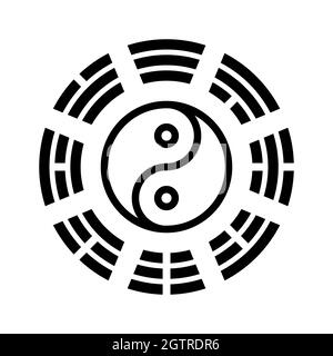 Symbole Yin Yang bagua. Motif Tai Chi. Bagua - symbole du taoïsme. Illustration religieuse vectorielle. Illustration de Vecteur