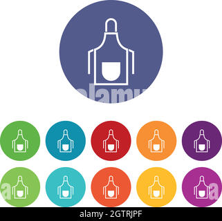 Icônes de l'ensemble de tablier de cuisine Illustration de Vecteur