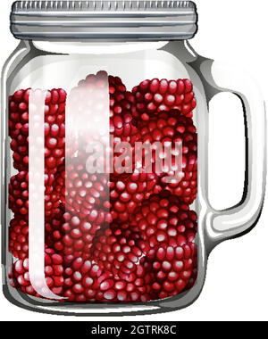 Framboises dans le pot en verre Illustration de Vecteur