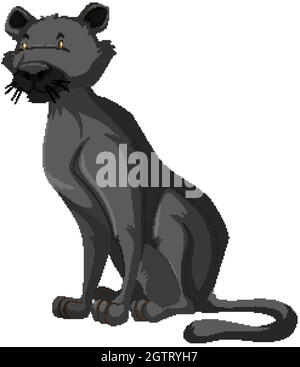 Animal sauvage de Panther noir sur fond blanc Illustration de Vecteur