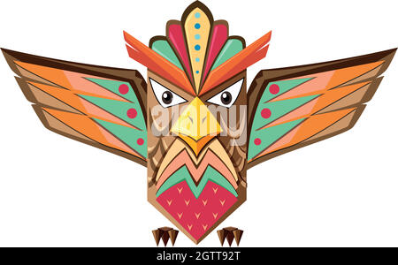 Totem en forme de poteau d'un hibou Illustration de Vecteur