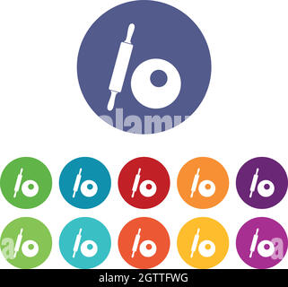 Icônes de rollPIN et de pâte à pain Illustration de Vecteur