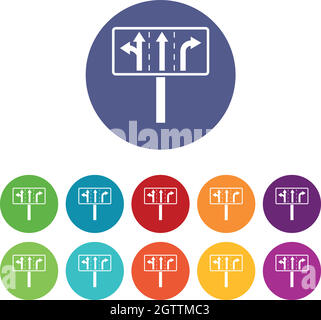 Icônes des voies de circulation au carrefour Illustration de Vecteur
