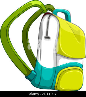 Sac à écolier de couleur jaune et verte Illustration de Vecteur