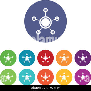 Diagramme circulaire avec icônes de jeu de nombres Illustration de Vecteur