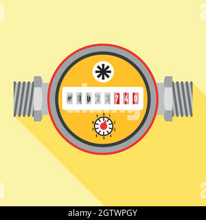 L'icône du compteur d'eau, style plat Illustration de Vecteur