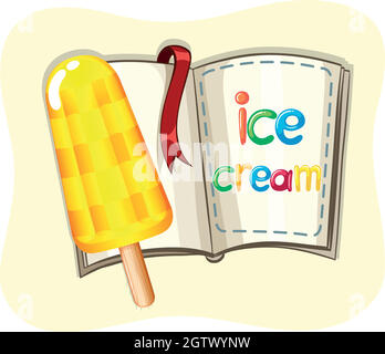 Popsicle icecream et un livre Illustration de Vecteur