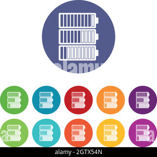 Icônes de réglage des indicateurs de batterie Illustration de Vecteur