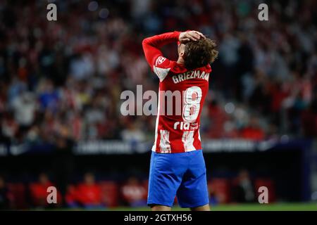 Antoine Griezmann de l'Atlético de Madrid pendant le match de la Liga entre l'Atlético de Madrid et le FC Barcelone au stade Wanda Metropolitano de Madrid, Espagne. Banque D'Images