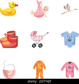 Icons set enfant, style cartoon Illustration de Vecteur