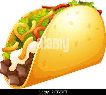 Taco de bœuf avec légumes Illustration de Vecteur