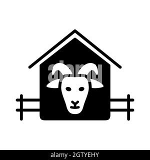 Icône de glyphe vecteur maison de chèvre. Signe animal de ferme Illustration de Vecteur