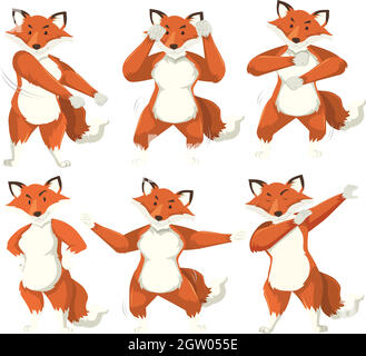 Position de danse du personnage Fox Illustration de Vecteur