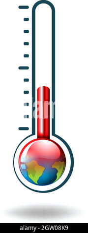 La conception du réchauffement climatique avec la terre qui chauffe Illustration de Vecteur