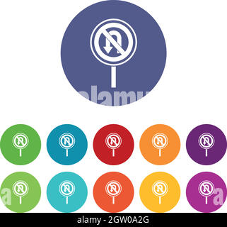 Aucune icône de configuration de panneau de route demi-tour Illustration de Vecteur