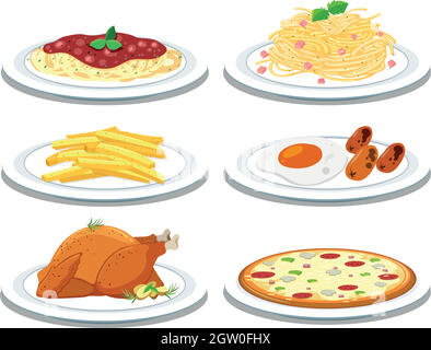 Ensemble de repas différents Illustration de Vecteur