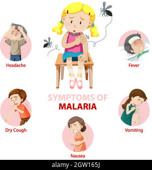 Infographie sur les symptômes du paludisme Illustration de Vecteur