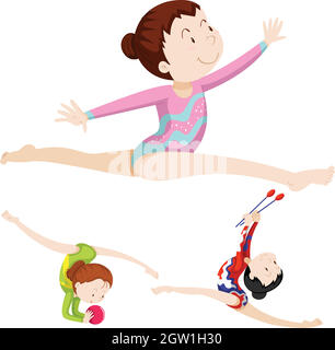 Femme athlète faisant l'exercice de plancher Illustration de Vecteur