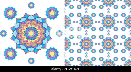 Design sans couture avec motif de mandalas coloré Illustration de Vecteur