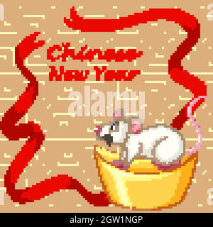 Design de fond de la nouvelle année avec rat sur or Illustration de Vecteur