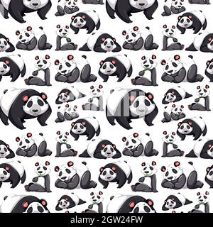 Papier peint Panda à motif transparent Illustration de Vecteur