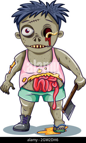 Personnage zombie sur fond blanc Illustration de Vecteur