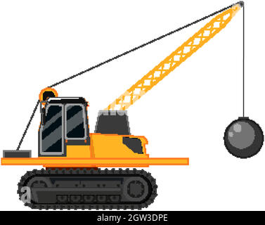 Vue latérale de la grue sur chenilles isolée sur fond blanc Illustration de Vecteur