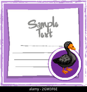 Modèle de carte avec canard noir Illustration de Vecteur