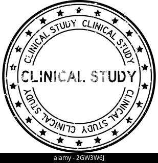 Grunge mot d'étude clinique noir avec icône en étoile cachet de caoutchouc rond sur fond blanc Illustration de Vecteur