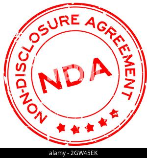 Grunge rouge NDA non-divulgation accord mot rond caoutchouc sceau timbre sur fond blanc Illustration de Vecteur