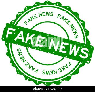 Grunge vert fake news mot rond caoutchouc joint timbre sur fond blanc Illustration de Vecteur