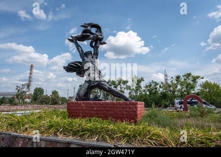 Prométhée Sculpture à la centrale nucléaire de Tchernobyl - zone d'exclusion de Tchernobyl, Ukraine Banque D'Images