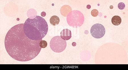 Arrière-plan aquarelle abstrait avec cocardes pastel. Illustration d'un flux de formes géométriques de couleur rose, pourpre, beige, chocolat. Banque D'Images