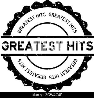 Grunge noir les plus grands hits mot rond joint caoutchouc timbre sur fond blanc Illustration de Vecteur