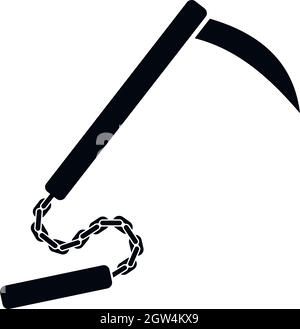 Icône Kusarigama, style simple. Illustration de Vecteur