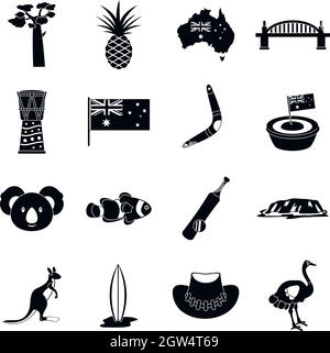 Australia Travel icons set, le style simple Illustration de Vecteur