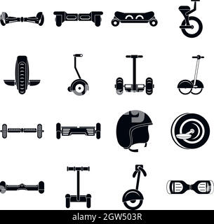 Scooter d'équilibrage, le style simple icons set Illustration de Vecteur