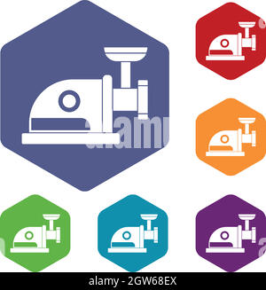 Meule électrique icons set Illustration de Vecteur