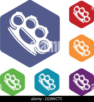 Brass knuckles icons set Illustration de Vecteur