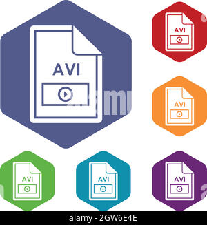 AVI fichier icons set Illustration de Vecteur