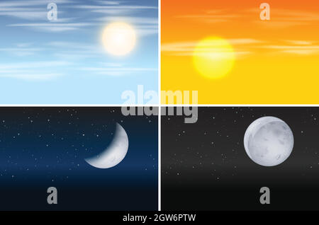 Ensemble de scènes de jour et de nuit Illustration de Vecteur