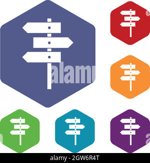 Panneaux de direction icons set Illustration de Vecteur